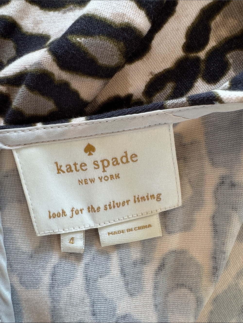 Kate Spade Leopard Print Short-Sleeve Fit & Flare Dress - Black, Cream, Tan - Picture 6 of 9